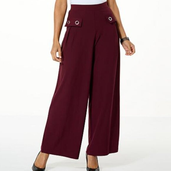 Wynne layers Pants - Wynne Layers Green Fern Grommet Luxe Wide Leg Pants XXS